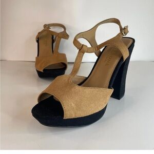 Women's Tan and Black Platform Heels size 11